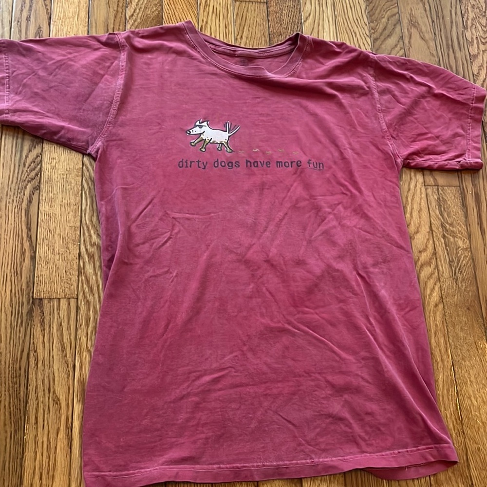 Teddy the Dog Dirty Dogs Have More Fun Men’s S Graphic‎ Tee Dad Casual Vacation